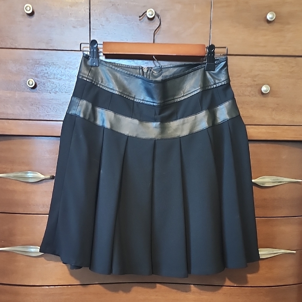 Guess Black Skater Skirt with Leather Detail